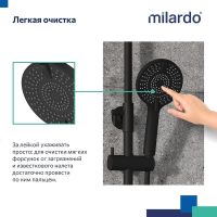 Товар: Ручной душ Milardo Rora 4F ROR4FBRM18 Черный матовый - фото 3 Ручной душ Milardo Rora 4F ROR4FBRM18 Черный матовый — фото 3, Лейки для душа