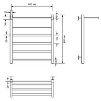 Водяной полотенцесушитель Comfysan Marte-K W-5 60x50 012526 с полкой Хром — фото 3, Водяные полотенцесушители