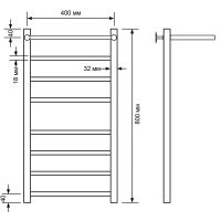 Водяной полотенцесушитель Comfysan Noumi W-8 80x40 014025 с полкой Хром — фото 2, Водяные полотенцесушители