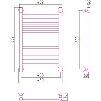 Водяной полотенцесушитель Сунержа Богема+ прямая 600х400 00-0220-6040 Хром — фото 8, Водяные полотенцесушители