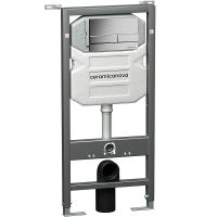 Система инсталляции для унитазов CERAMICANOVA Envision с кнопкой смыва Flat цвет хром матовый, крепл — фото 1, Инсталляции