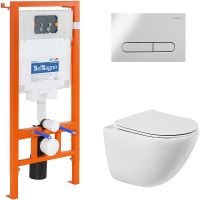 Комплект унитаза с инсталляцией BelBagno Amanda BB051CHR/BB051SC/BB002-80/BB005-PR-CHROME с сиденьем — фото 1, Комплекты унитаз + инсталляция