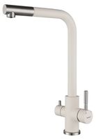 GRANFEST QUARZ Смеситель для кухни Г-обр. с краном питьевой воды D-35мм белый арт. GF- — фото 1, Смесители для кухни