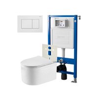 Сет: Система инсталляции Point, Клавиша смыва Ника, белая, PN44081W + Унитаз Омега PN41902 арт-PN48271W — фото 1, Комплекты унитаз + инсталляция