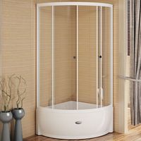 Душевой уголок Radomir 100x100 1-03-1-0-0-0040 с поддоном профиль Белый стекло прозрачное — фото 1, Душевые уголки четверть круга