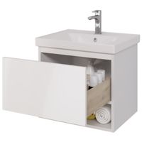 Товар: Тумба PERFECTO, 60 см, подвесная, 1 ящик, push-to-open, белый глянец - фото 4 Тумба PERFECTO, 60 см, подвесная, 1 ящик, push-to-open, белый глянец — фото 4, Тумбы под раковину