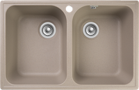 GRANFEST Мойка QUARZ 15 2-чаши 740*480мм песочный арт.GF-Z- — фото 1, Кухонные мойки