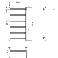 Водяной полотенцесушитель Comfysan Marte-K W-6 80x40 012595 с полкой Белый матовый — фото 3, Водяные полотенцесушители