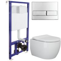 Унитаз Ceramicanova Play CN3001 с инсталляцией Berges Novum L3 040213 с сиденьем Микролифт с кнопкой — фото 1, Комплекты унитаз + инсталляция