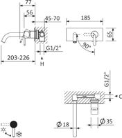 Смеситель для раковины встраиваемый CEZARES LEAF-BLI1-L-NOP — фото 7, Аксессуары для раковины