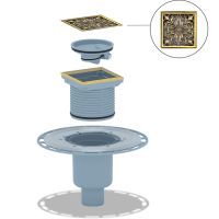 Душевой трап Bronze de Luxe Цветок 21975-5902 с решеткой Бронза — фото 3, Трапы для душа