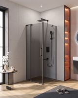 Душевой уголок CEZARES SLIDER-AH-1-80-70/80-GRIGIO-NERO — фото 1, Прямоугольные душевые уголки