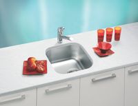 Мойка для кухни VARIANT 40 SAT-90 340X400X185 слив вдоль длинной стороны в комп. с сифоном 1130550, — фото 2, Кухонные мойки