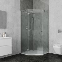 Душевой уголок Ambassador Diamond 100х100 12011112L профиль Хром стекло прозрачное — фото 1, Душевые уголки трапеция