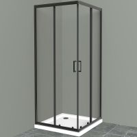 Душевой уголок BelBagno Uno 90х90 UNO-195-A-2-90-C-NERO профиль Черный матовый стекло прозрачное — фото 1, Квадратные душевые уголки