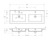 Керамическая раковина с двумя чашами CEZARES CZR-8070-120-2 — фото 6, Раковины