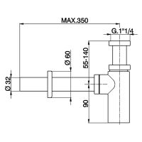 Сифон для раковины Cisal ZA00404240 Черный матовый — фото 2, Сифоны для раковины
