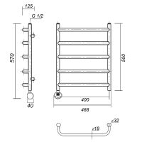 Электрический полотенцесушитель Domoterm Стефано П5 400x500 EL Хром — фото 2, Электрические полотенцесушители