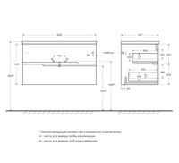 База под раковину подвесная CEZARES DUET-N-900-2C-SO-BL — фото 2, Тумбы под раковину
