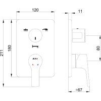 Смеситель для душа E.C.A. Luna 102167306EX-K Хром — фото 2, Для душа и ванны