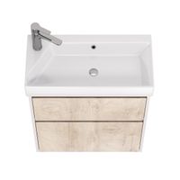 Тумба SLIM, 65 см, подвесная/напольная, 2 ящика, белый глянец / дуб кантри — фото 5, Тумбы под раковину