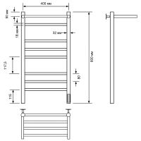 Электрический полотенцесушитель Comfysan Luce EC-8 80x40 013592 с полкой Черный матовый — фото 2, Электрические полотенцесушители