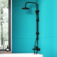 Душевая система Dorff Comfort D0708000BL Черная матовая — фото 4, Душевые стойки