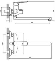Смеситель "Lagos" д/ван., изл. 300мм, с акс., арт. LG 31 — фото 2, Смеситель для ванны