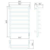 Электрический полотенцесушитель Larusso Стандарт КС П7 500х800 4670078536600 с полкой Черный — фото 2, Электрические полотенцесушители