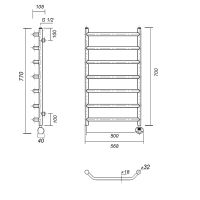Электрический полотенцесушитель Domoterm Лаура П7 500x700 ER Хром — фото 2, Электрические полотенцесушители