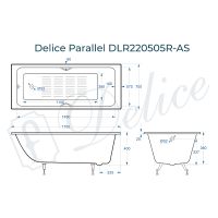 Чугунная ванна Delice Parallel 170x70 DLR220505R-AS с ручками с антискользящим покрытием — фото 4, Чугунные ванны