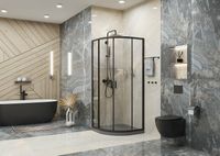 Душевой уголок Ambassador Kingston 90х90 14011204 профиль Черный стекло прозрачное — фото 3, Душевые уголки четверть круга