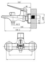Смеситель "Shanghai" д/ванны, без акс., арт. SHA54 — фото 2, Смеситель для ванны