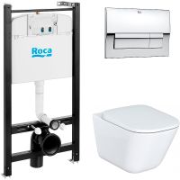 Комплект унитаза с инсталляцией Roca The Gap 893104100 с сиденьем Микролифт и клавишей смыва Хром — фото 1, товары