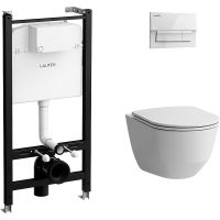 Комплект унитаза с инсталляцией Laufen Pro Rimless ПЭК Z.RU93.0.761.6 с сиденьем Микролифт и Белой к — фото 1, Комплекты унитаз + инсталляция