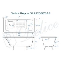 Чугунная ванна Delice Repos 150x70 DLR220507-AS без отверстий под ручки с антискользящим покрытием — фото 8, Чугунные ванны