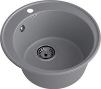 GRANFEST Мойка QUARZ 08 1-чаша D-480мм темно-серый арт.GF-Z- — фото 2, Кухонные мойки