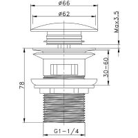 Донный клапан Raglo R600.03 click-clack Хром — фото 2, Донные клапаны