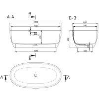 Ванна из искусственного камня Salini Luce 170х85 100121M Белая матовая — фото 6, Ванны из искусственного камня