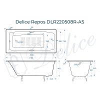 Чугунная ванна Delice Repos 170x70 DLR220508RB-AS с черными матовыми ручками с антискользящим покрыт — фото 3, Чугунные ванны