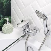 Смеситель для ванны Ростовская Мануфактура Сантехники Boou B8215-18F универсальный Хром — фото 4, Для душа и ванны