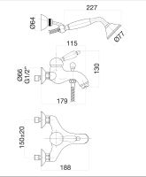 Смеситель для ванны Fiore Imperiale 83ZZ5104 Бронза — фото 2, Для душа и ванны