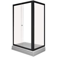 Душевой уголок Radomir Верчелли 120x80 L 1-03-6-1-0-0120 профиль Черный стекло прозрачное — фото 1, Душевые уголки
