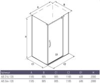 Душевой уголок Alex Baitler 120x90 AB244-120 профиль Хром стекло тонированное — фото 2, Прямоугольные душевые уголки