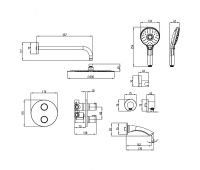 Душевая система Lemark Yeti LM7822С с термостатом Хром — фото 2, Встраиваемые душевые комплекты