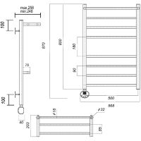 Электрический полотенцесушитель Domoterm Медея сп2 П8 500x800 EL с двумя полками Хром — фото 3, Электрические полотенцесушители