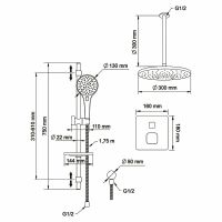 Душевая система Swedbe Platta 5557 с термостатом Хром — фото 2, Встраиваемые душевые комплекты