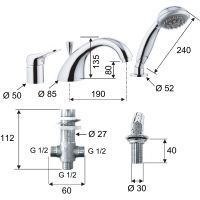 Смеситель на борт ванны Remer Kiss K07 Хром — фото 2, Смесители на борт ванны