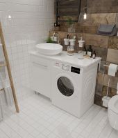 Столешница под раковину 1MarKa Wash 110 Ц0000004097 над стиральной машиной Белый глянец — фото 2, Столешницы под раковину