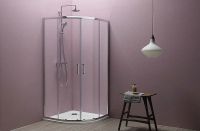 Душевой уголок Kolpa San Eco Quat TKP 80x80 538570 профиль Хром стекло прозрачное — фото 4, Душевые уголки четверть круга